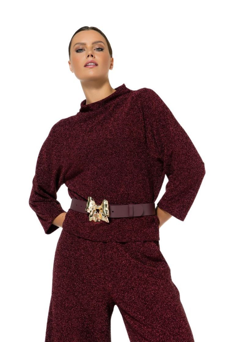 palazzo broek in jersey lurex, 55 Wine