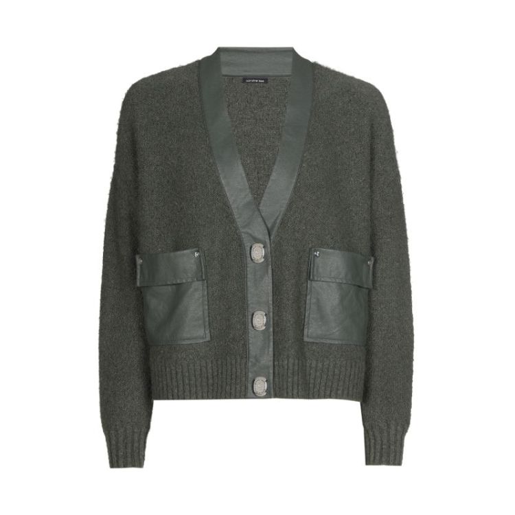 Korte cardigan met vegan leath 61 Green
