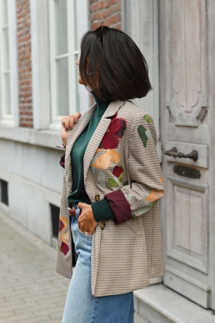 Geruite eyecatcher blazer met  69 Multi Color