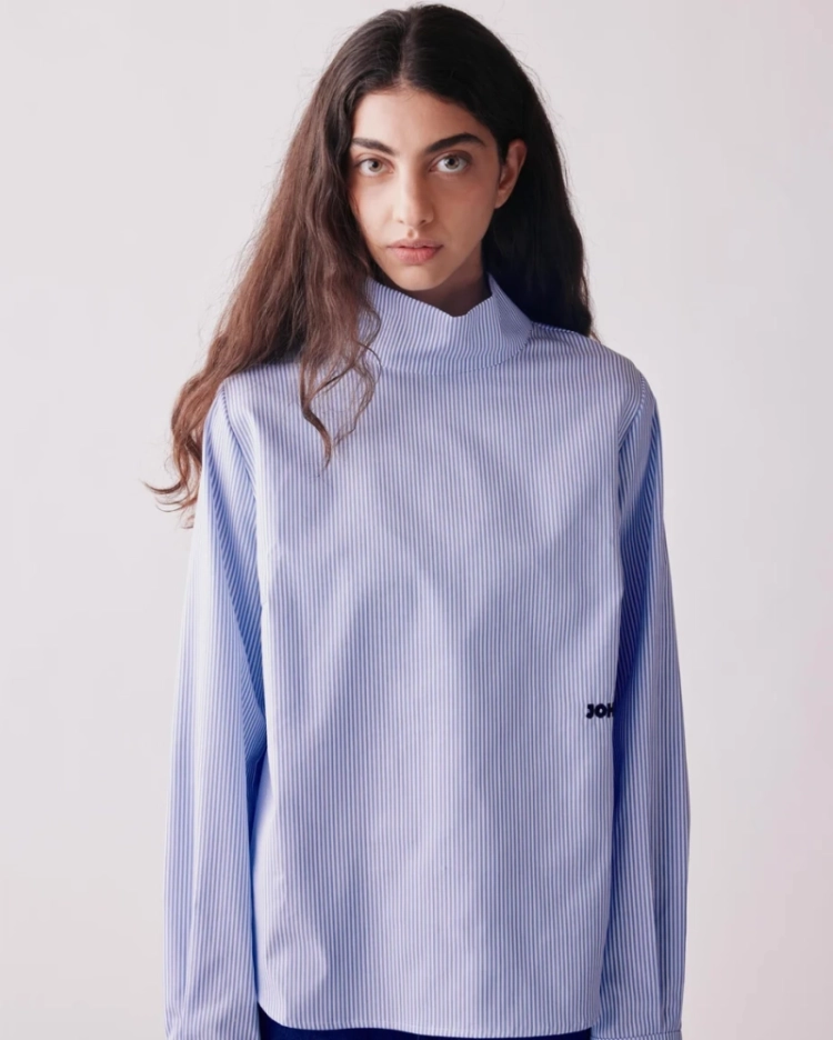 EMMA OXFORD STRIPE WHITE/BLUE    
