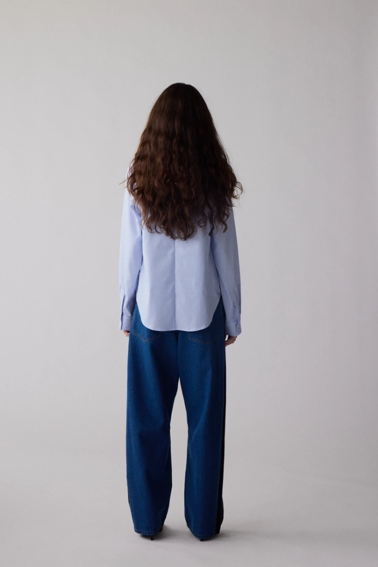 EMMA OXFORD STRIPE WHITE/BLUE    