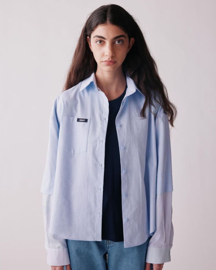 SHARON OXFORD STRIPE L BLUE/STRIPE
