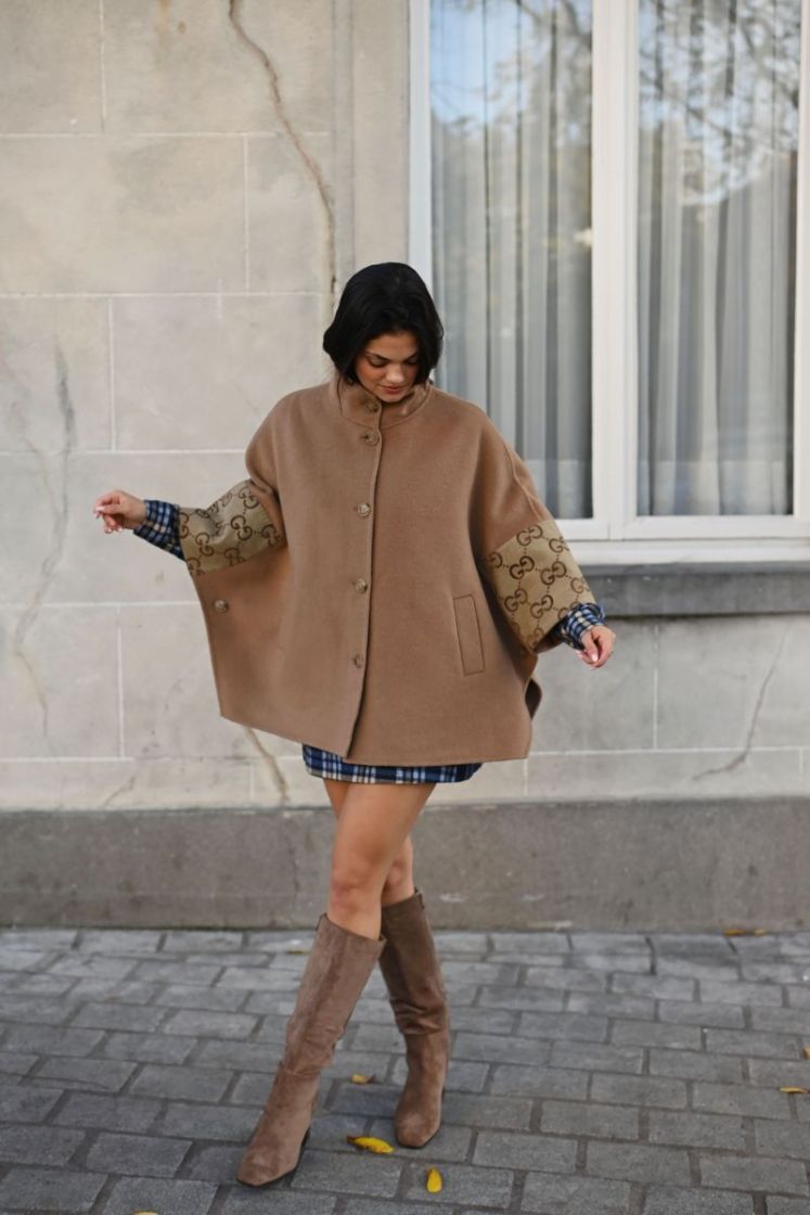 WOOL CAPE CAMEL
